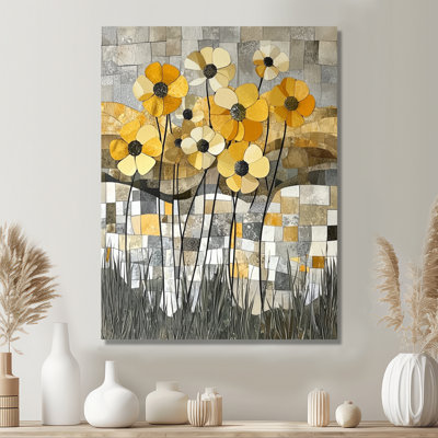 «Summer Mosaic Flower On Grey Desert Blossom II», art mural sur toile