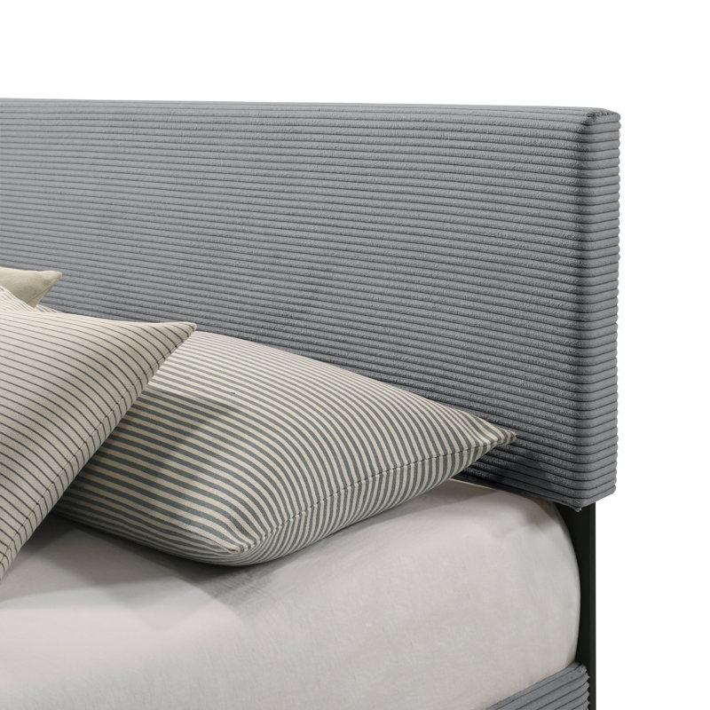 Tevrat Upholstered Platform Bed with Adjustable Headboard, Twin, Gray