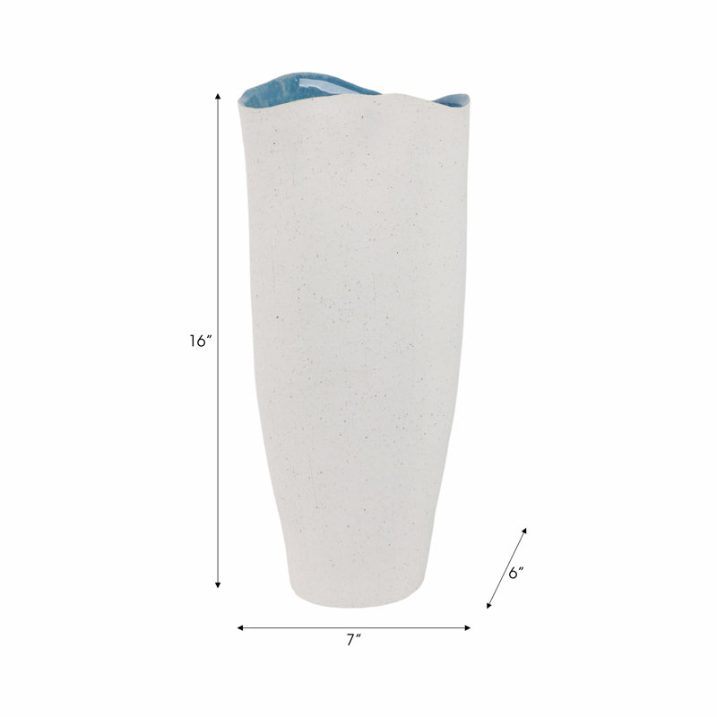Vase Ceramic and Stoneware Coastal Style with Organic Rim and Speckled Texture for Modern Handmade Look Accent Decor