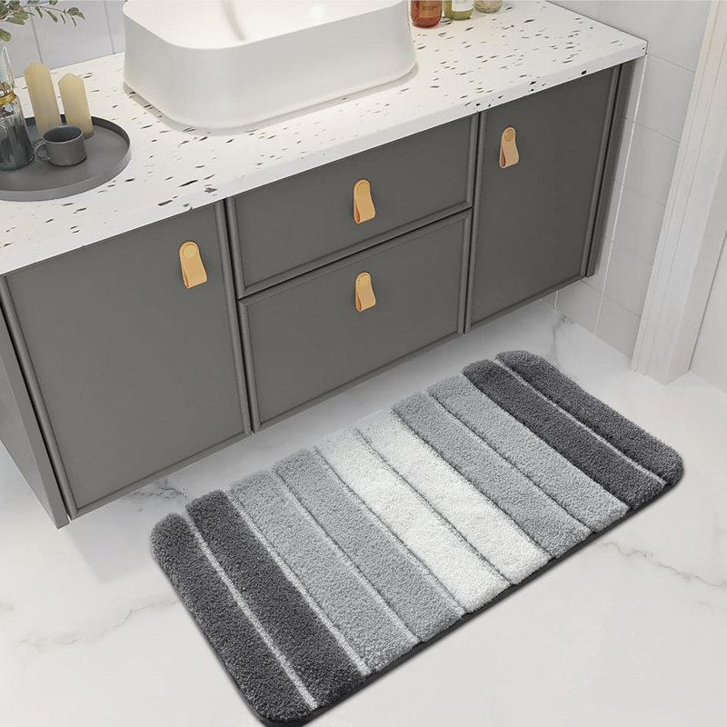 Tapis pour salle de bain Konnie, L 16 po x L 24 po, Gris