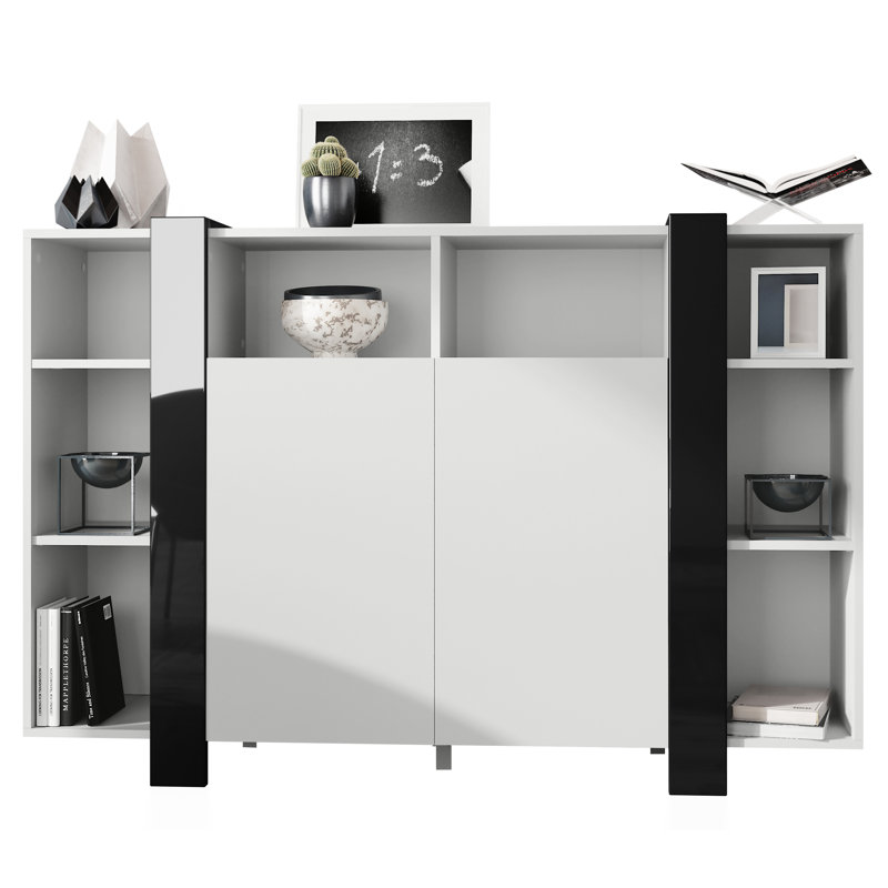 Abbie-May 149cm Sideboard, White Matt/Black High Gloss