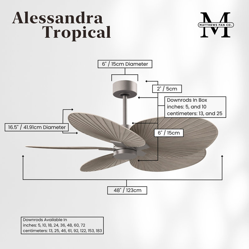 Alessandra - Five Blade Ceiling Fan, Gray Ash Tone, Brushed Nickel