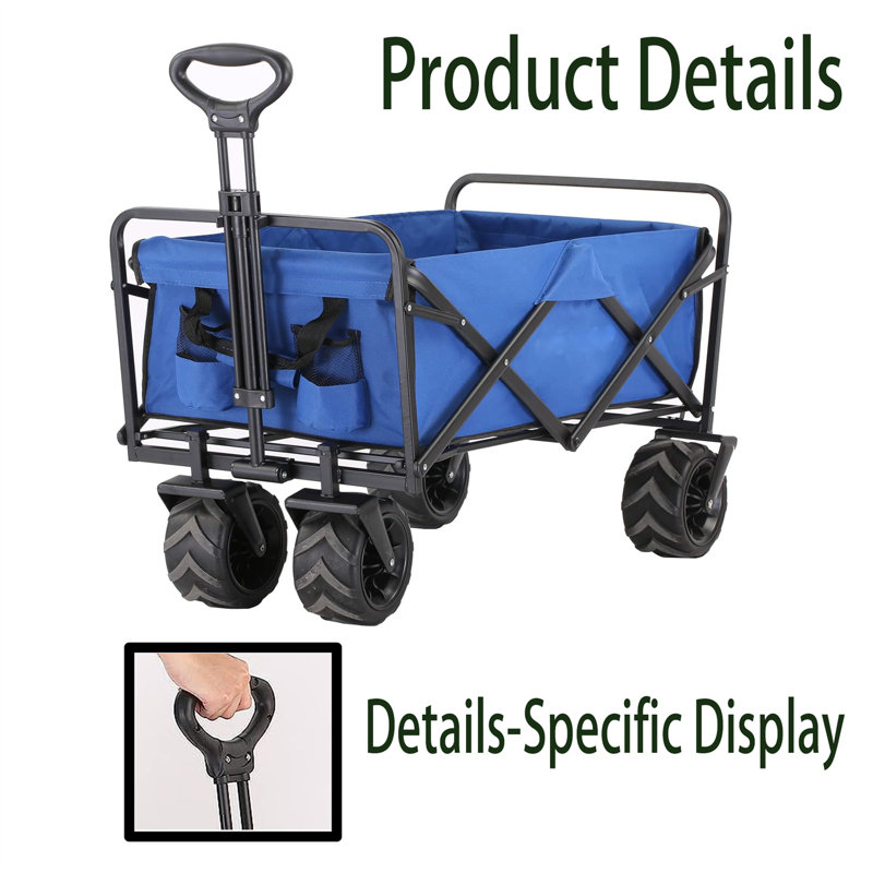 Chariot de chariot pour l'extérieur, H 10 po x l 31,5 po x P 18 po, Bleu