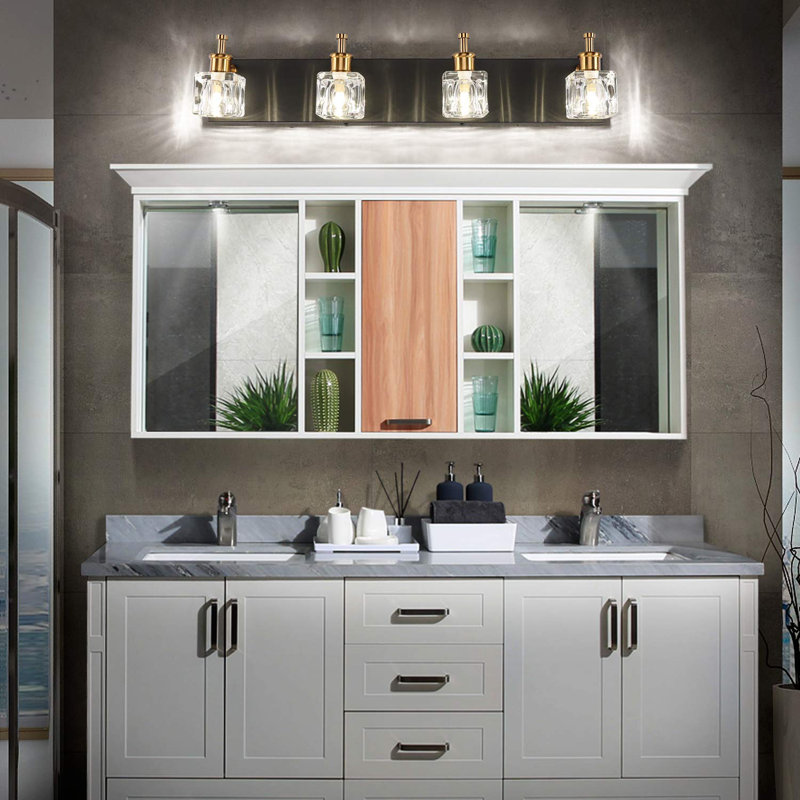 Éclairage pour meuble-lavabo 4 lumières Kynon, Noir / or