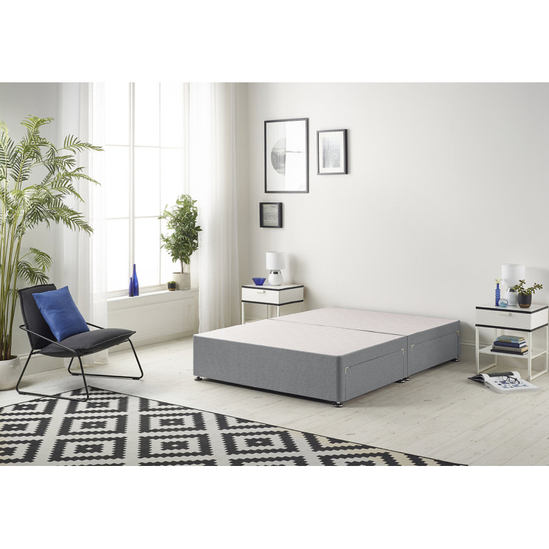 Dennishia Sprung Memory Foam Divan Bed Set with Headboard, Single (3'), Charcoal, No Drawer