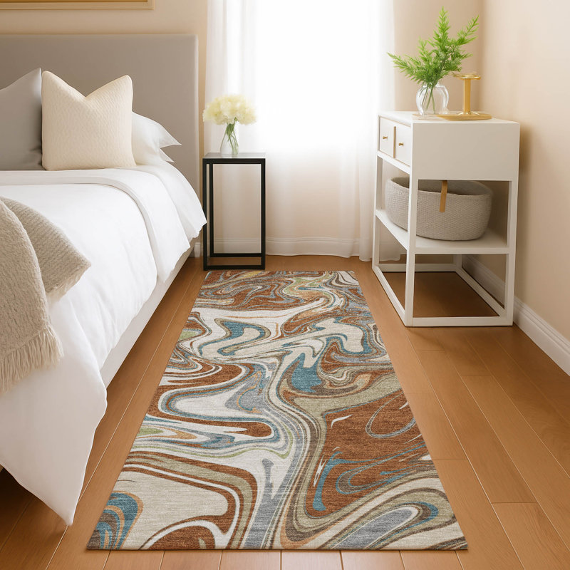 Machine Washable Indoor/Outdoor Jourdan ACN2395 Abstract Rug, Runner 2'3" x 7'6"