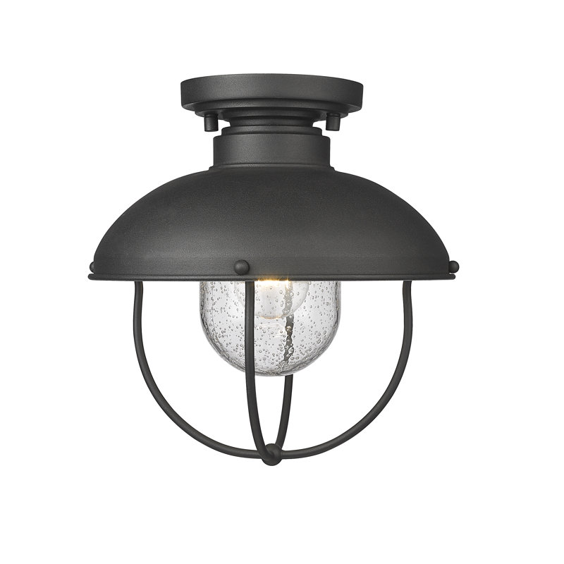 Bilger 11'' W 1 - Bulb Outdoor Semi Flush Mount, Black