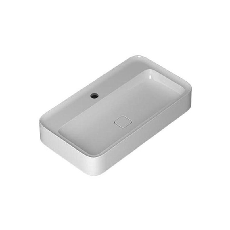 Lavabo de salle de bain mural ou vasque avec un trou de robinet Cameo, Blanc brillant