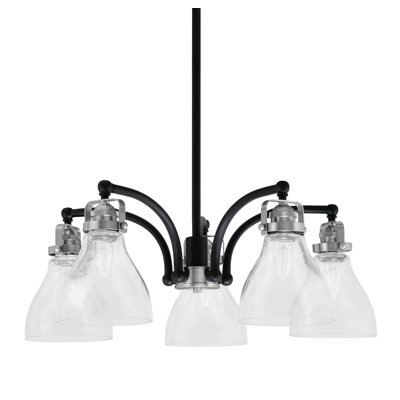 Easton 5 Light Downlight Chandelier With 6.25" Clear Bubble Glass