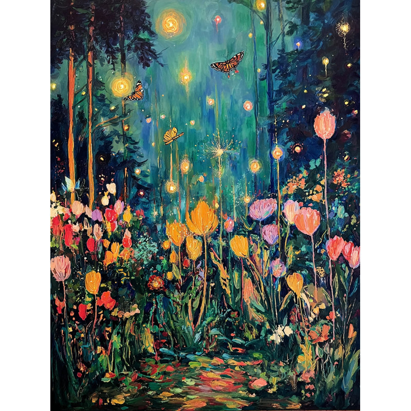 «Enchanted Firefly Meadow», art mural sur toile tendue, H 48 po x l 36 po x P 1,5 po