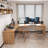 Burlywood L Shaped Solid Wood Corner Writing Desk-1733854222-1733854220