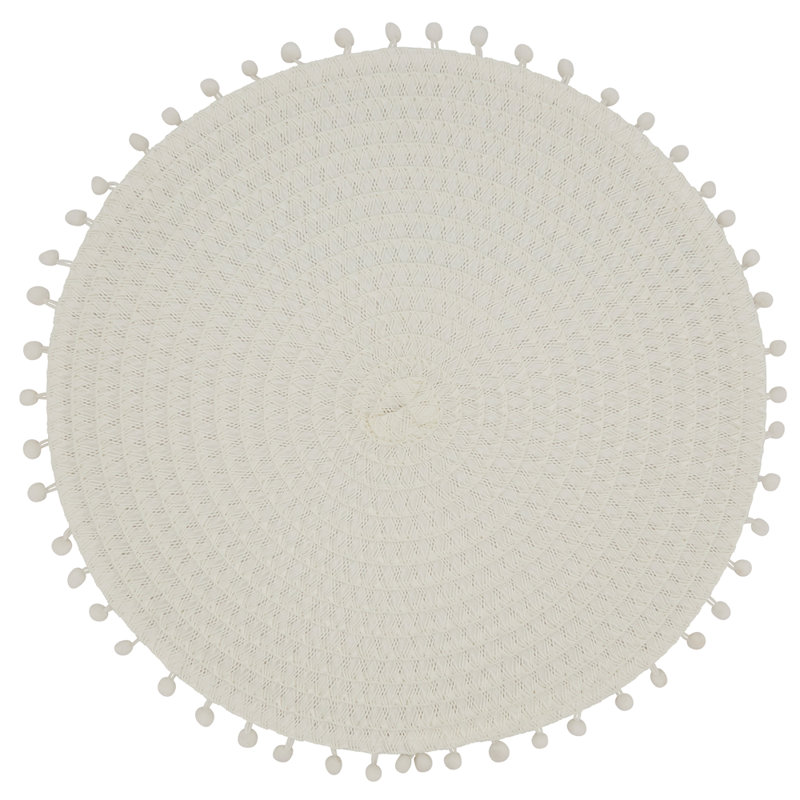 Napperon Mint Modern Pom Pom, Blanc