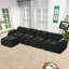 Ensemble de canapé en forme de L à compression de 140 pouces, canapé modulaire moderne à quatre places avec repose-pieds, canapé rembourré pour le salon ou la chambre à coucher, aucun assemblage requis.-970266178-970266180-970266183