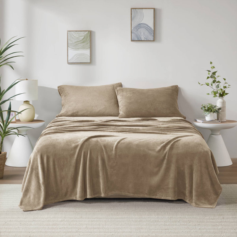 Micro Plush Sheet Set, Full Sheet Set, Taupe
