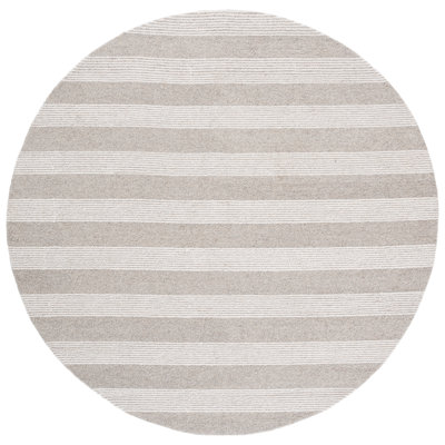 Pine 801 Hand Tufted Wool; Cotton; Latex Striped Rug in Beige/Ivory