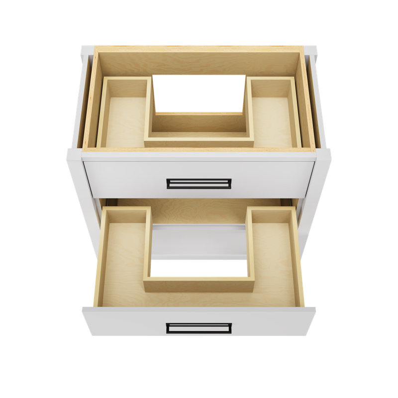 Kiawah Two-Drawer Single Bath Vanity, Strong White, Matte Black, 36"