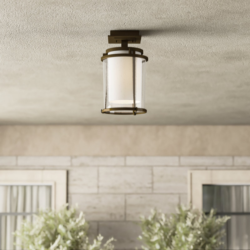 Meridian 1 - Light 7.7" Simple Cylinder Semi Flush Mount, Natural lron