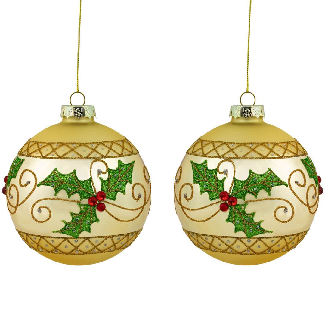 4'' Geometric Glass Ball Ornament (Set of 2) Northlight Seasonal