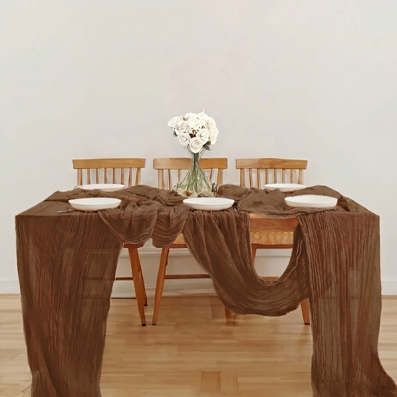 Chemin de table brun 6 pièces Chemin de table en tissu de gaze Boho