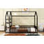 Grand lit en métal avec clôture et tablettes de rangement amovibles-268801580
