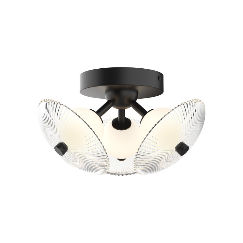 Hera Glass LED Semi Flush Mount, Matte Black