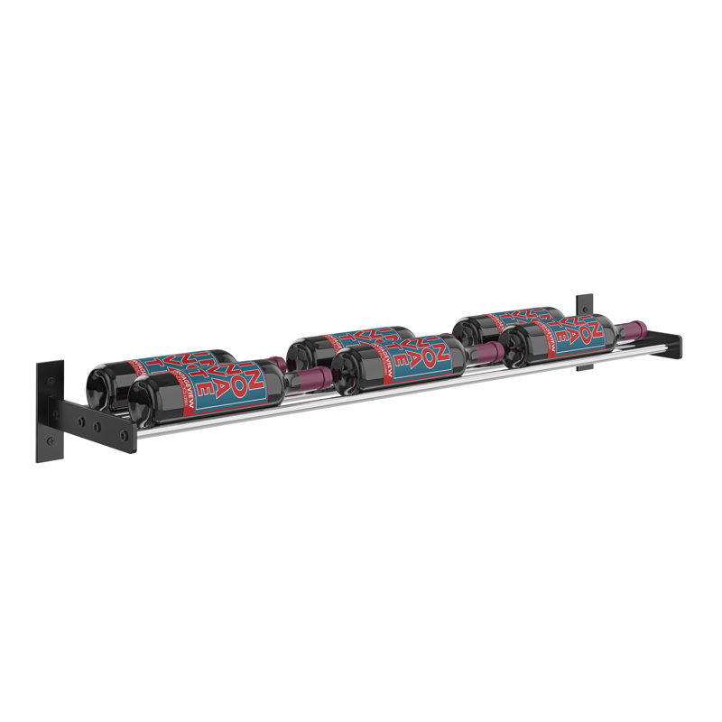 Thedford 6 Bottle Wall Mounted Wine Bottle Rack, Matte Black frames with Chrome rods