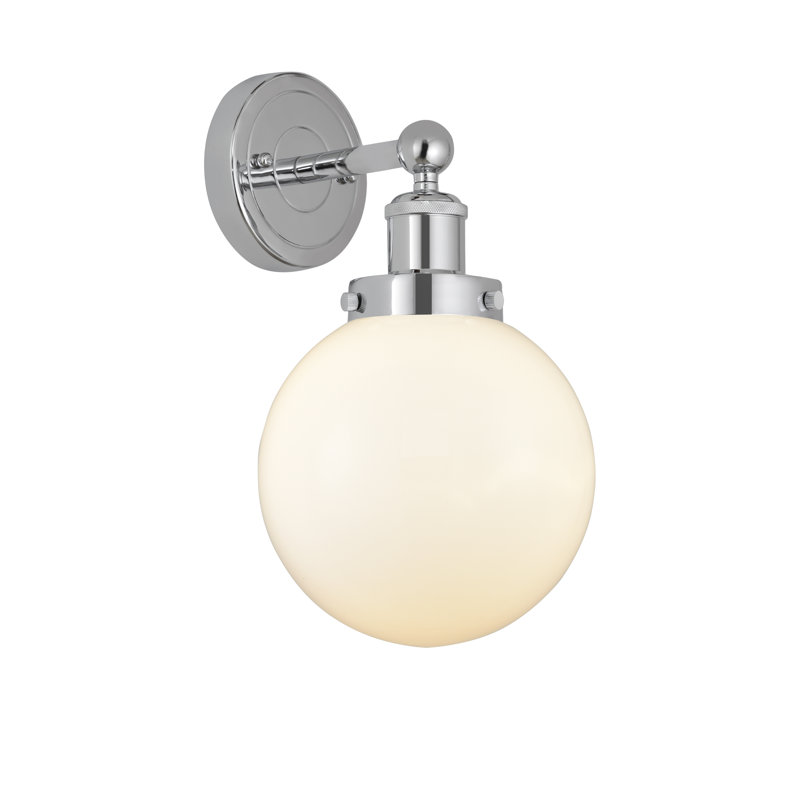 Chalkhill Armed Sconce, Matte White, Polished Chrome