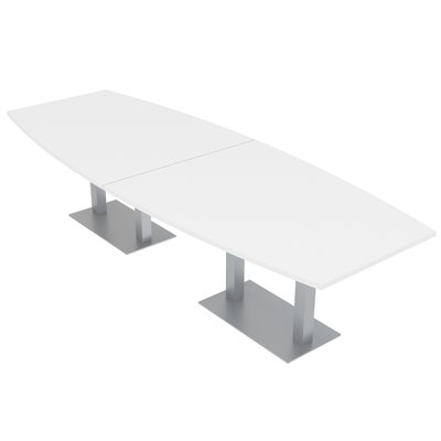 Table de conférence en forme de bateau avec base en métal double