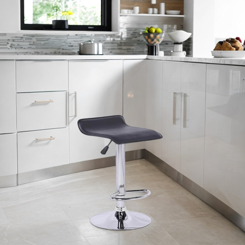 Tabouret réglable rembourré Wandi, Noir, noir, noir, noir