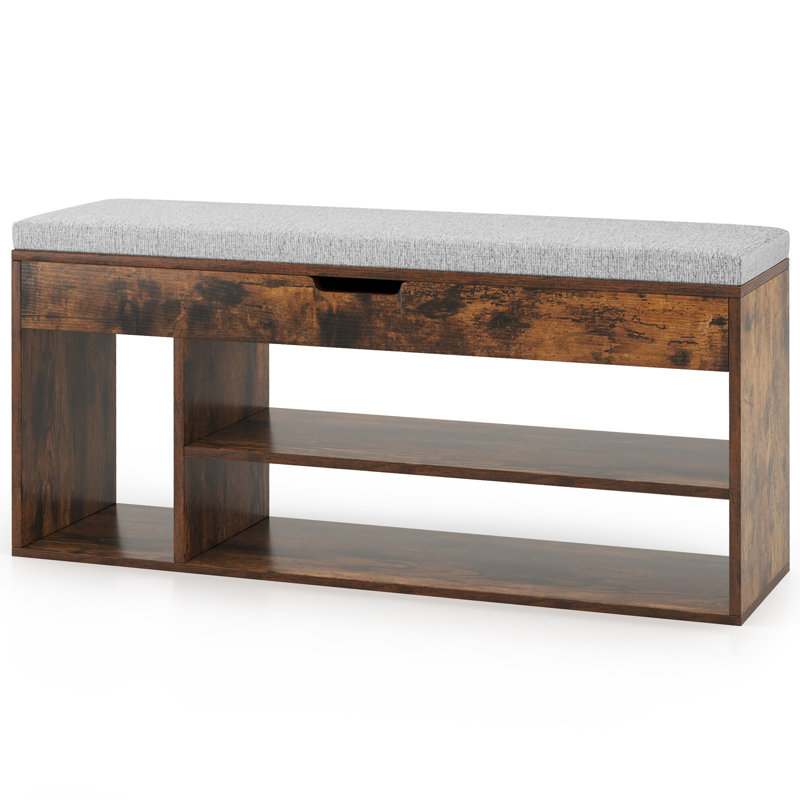 Banc à chaussures avec rangement et rangement pour chaussures , Brun / Gris