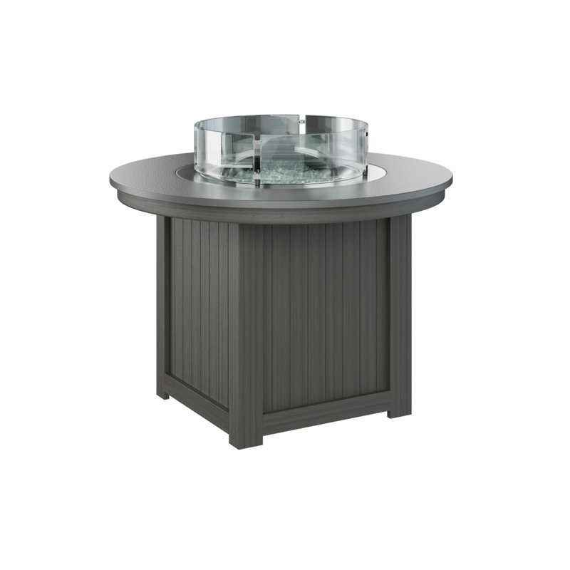 Foyer de table rond Berlin Donoma, H 37 po x l 44 po x P 44 po, Plateau martelé en acier inoxydable avec base gri