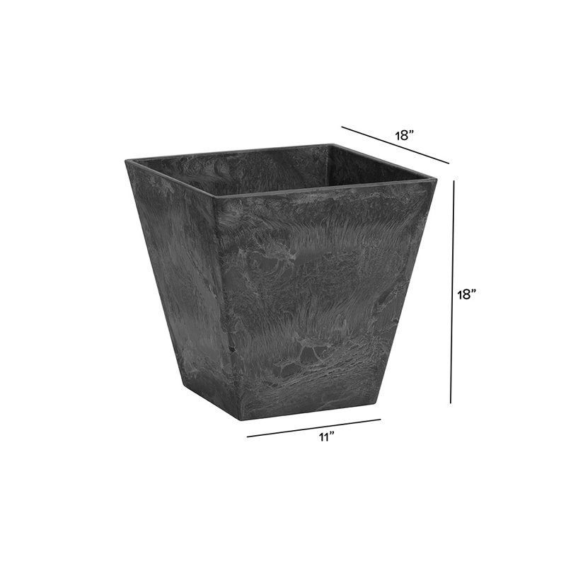 Alaunah Pot Planter, Black, 14" H x 12.9" W x 12.9" D