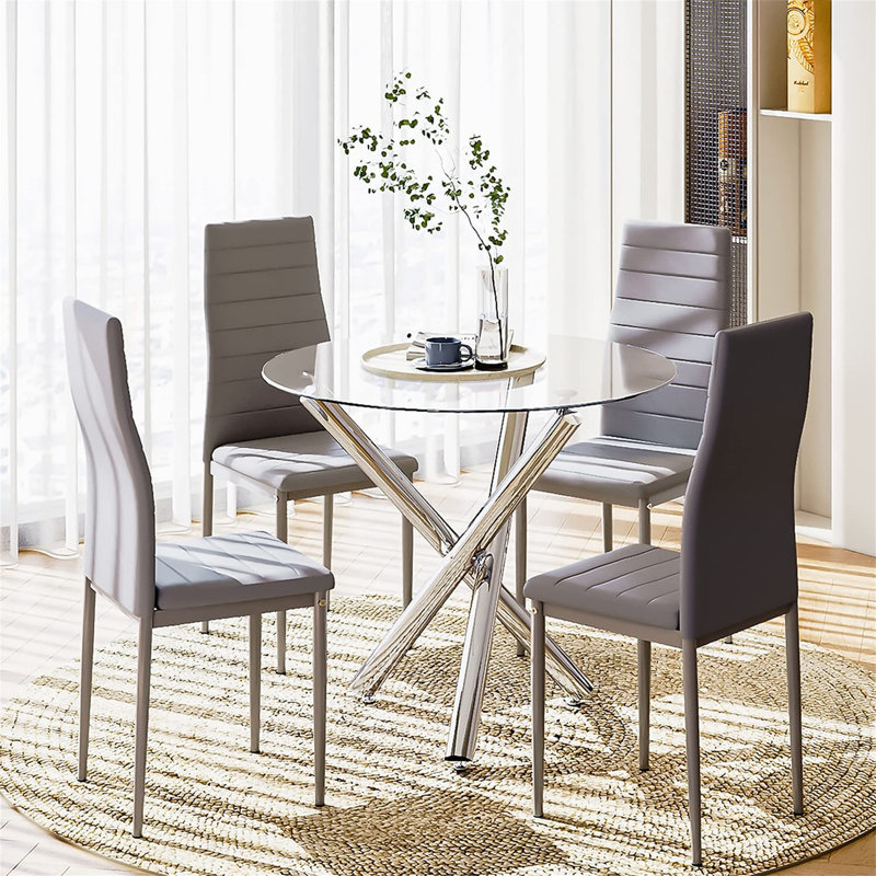 Caniesha 4 - Person Dining Set, Gray, White