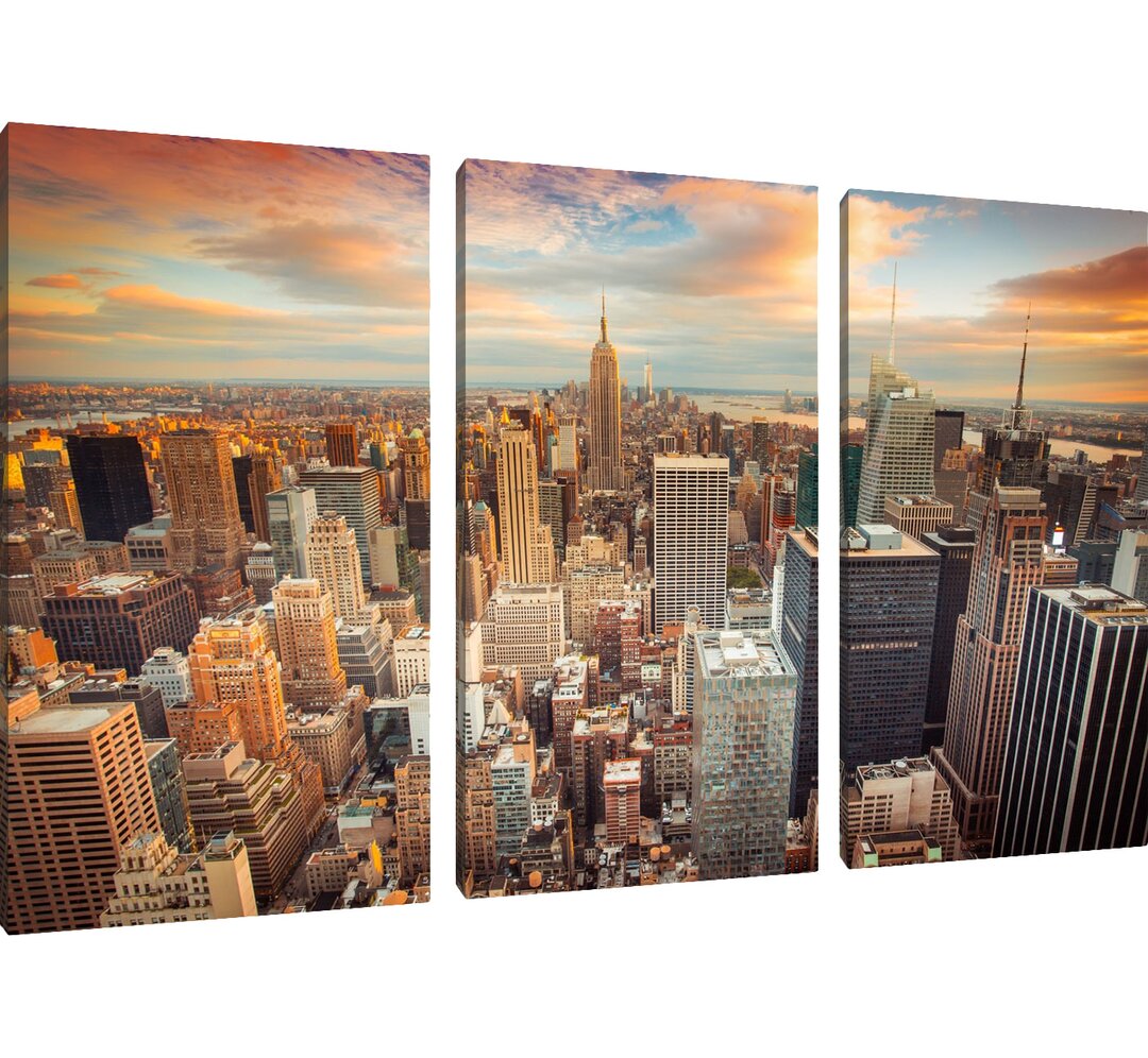 3-tlg. Leinwandbilder-Set „Skyline von New York", Fotodruck