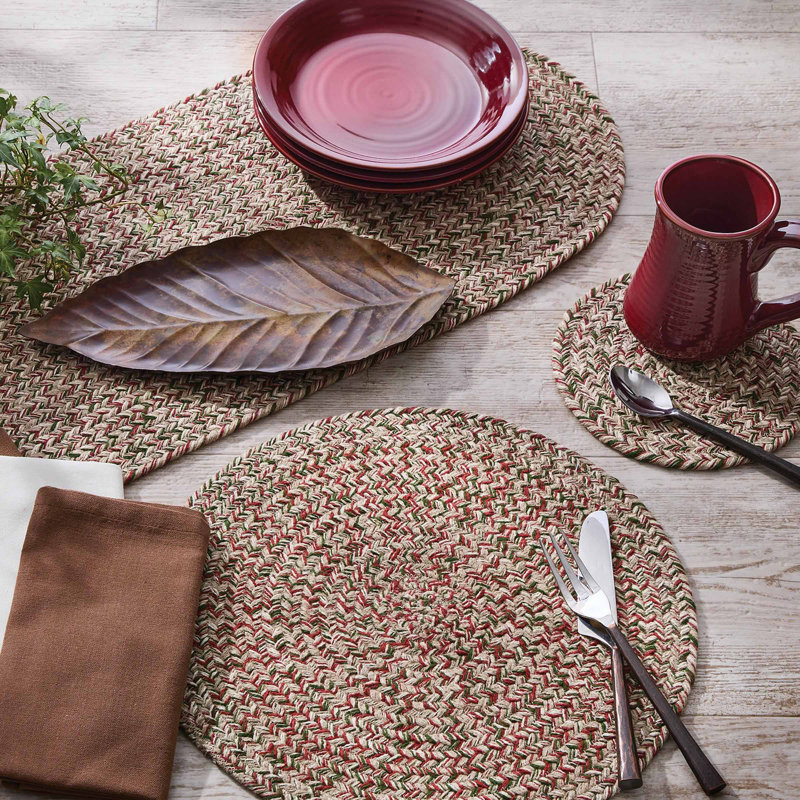 Spice Bin Braided Mint Table Runner, Beige, 36" L x 15" W