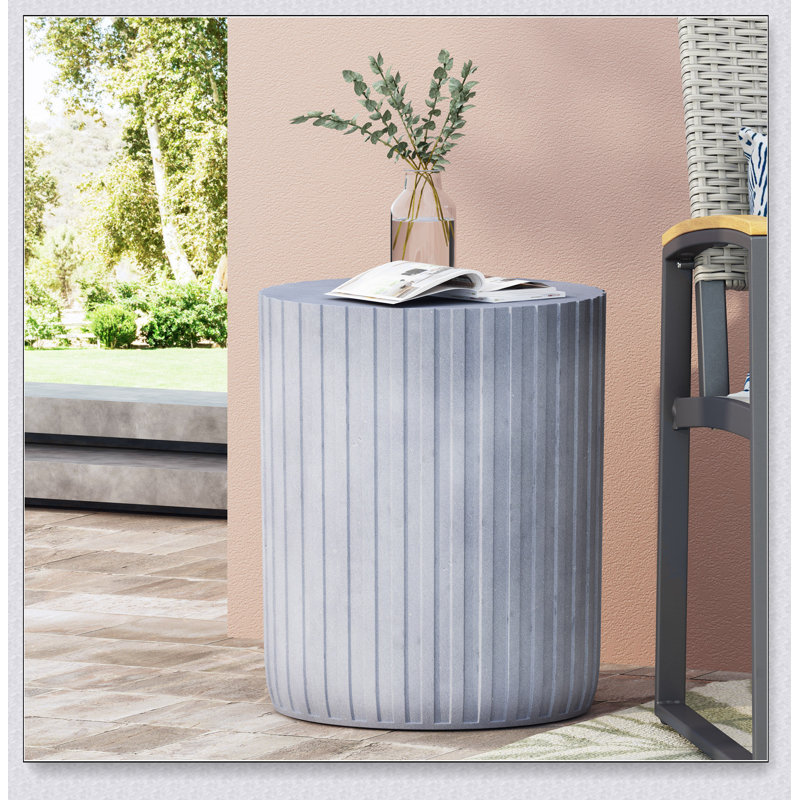 Halona 15.75'' Magnesium Oxide Outdoor Side Table, Light Gray