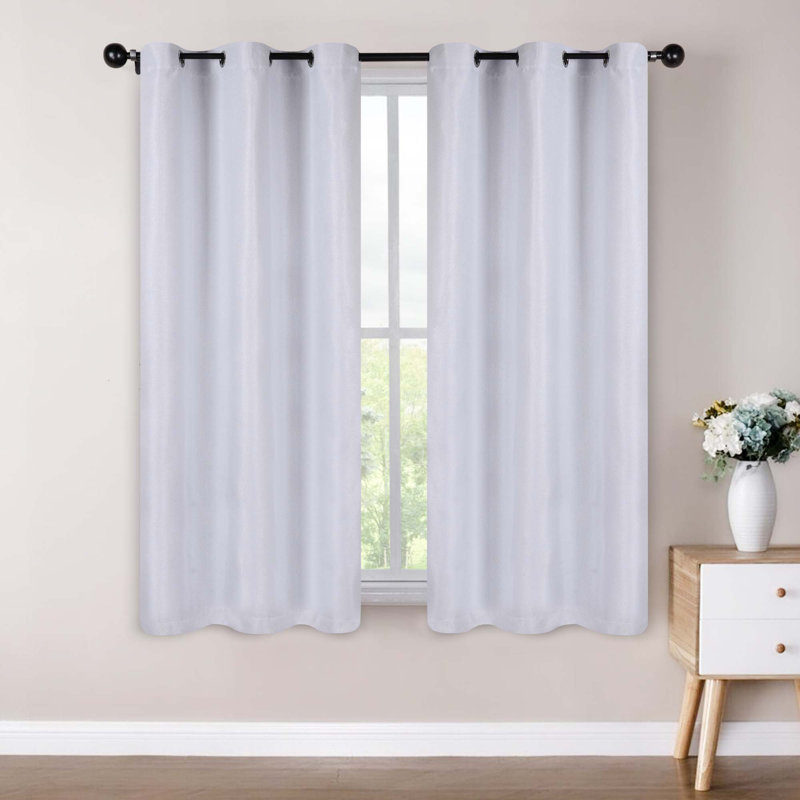 Polyester Thermal Insulated Room Darkening Curtain Panels, Platinum, 42" W x 63" L