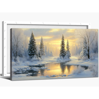 Grandes photos d'hiver - art mural sur toile scène d'hiver pour le salon, forêt d'hiver, peinture murale sur toile encadrée 30 po x 60 po