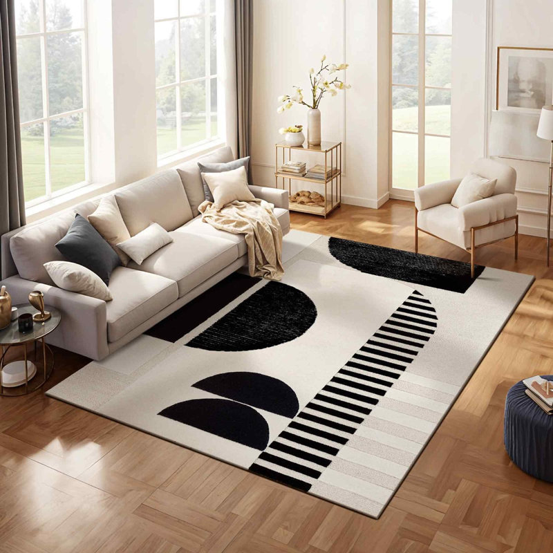 Modern Rug, Abstract Geometric Stain Resistant Easy to Clean Rug For Living Room, Dining Room, Bedroom