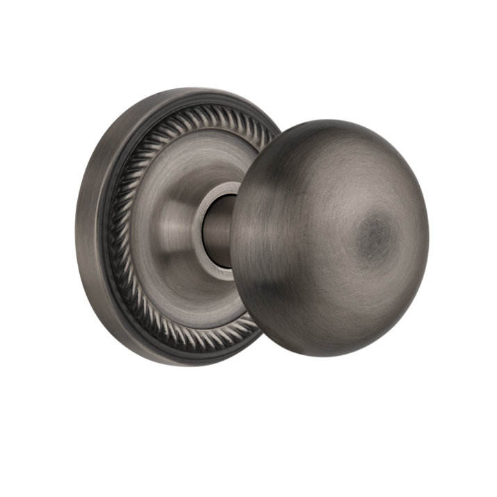 Rosette en corde avec bouton de porte New York, Étain antique
