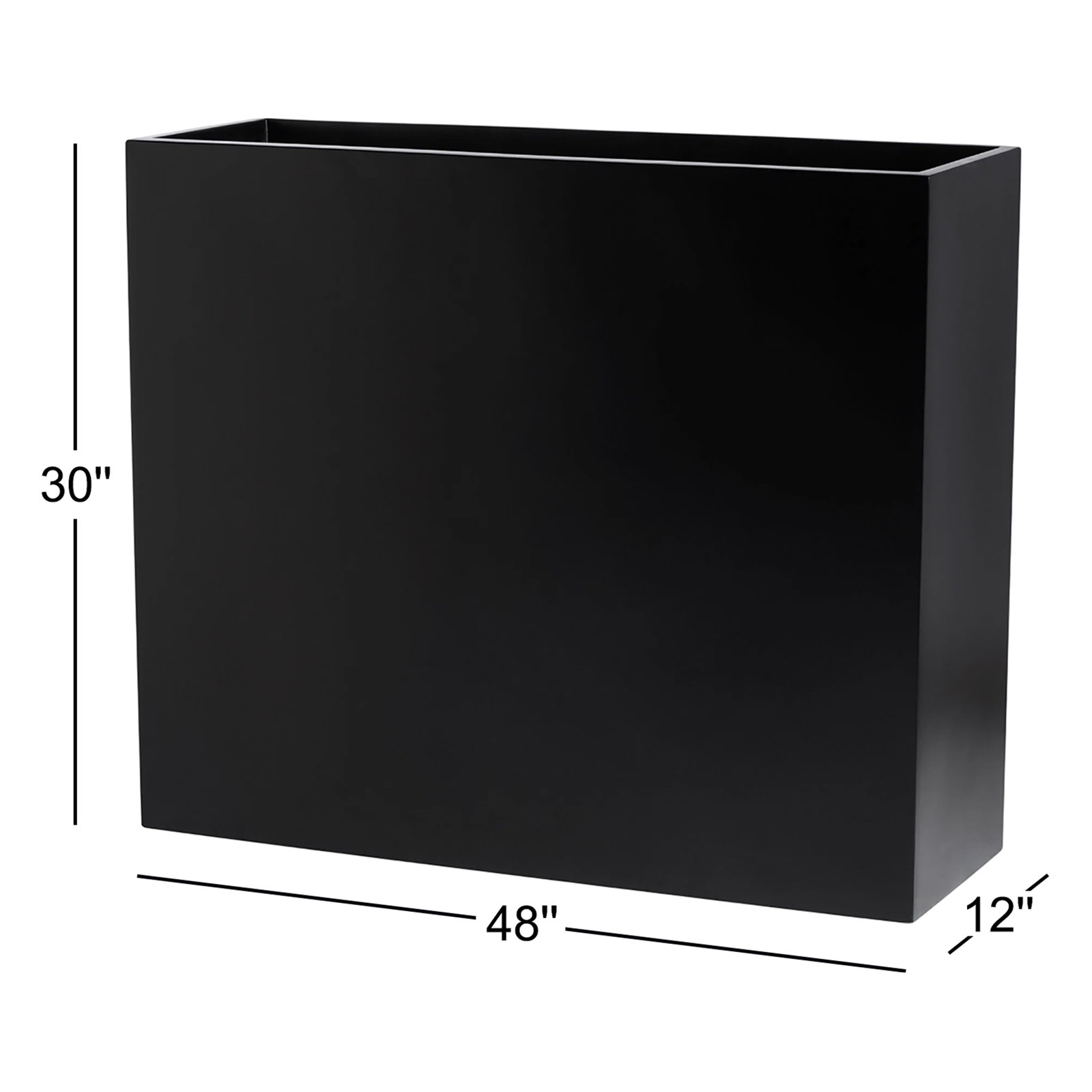 Connoisseur 48" Planter Box, Black, 30" H x 48" W x 12" D