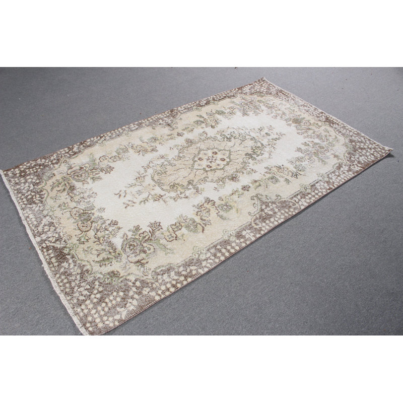 Tapis turc chic chic parfait pour le salon - conception d'inspiration rétro antique dans un format de 4 x 7 pieds