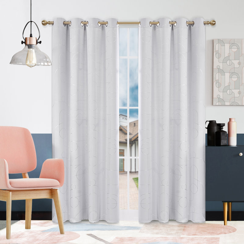 Ashleeann Room Darkening Curtain Pair, 52" W x 96" L, Grayish White