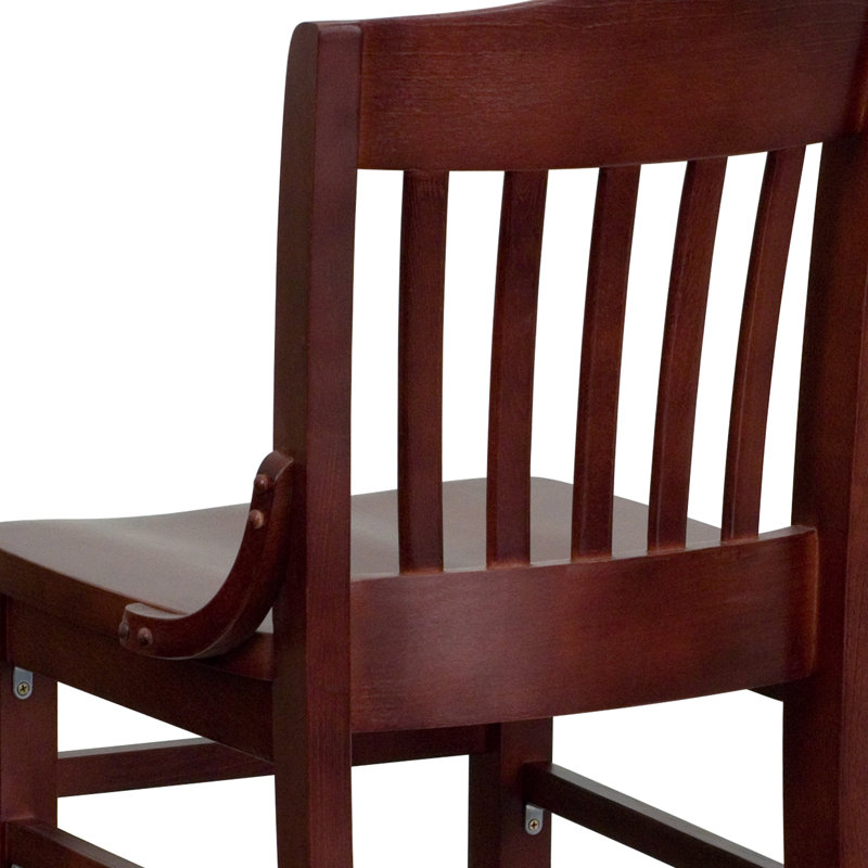 Tabouret de bar en bois avec repose-pieds Prompton School House, Rouge