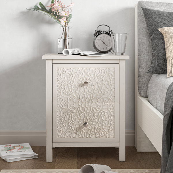 Bungalow Rose Levera Farmhouse Fully-Assembled 2-Drawer Nightstand ...