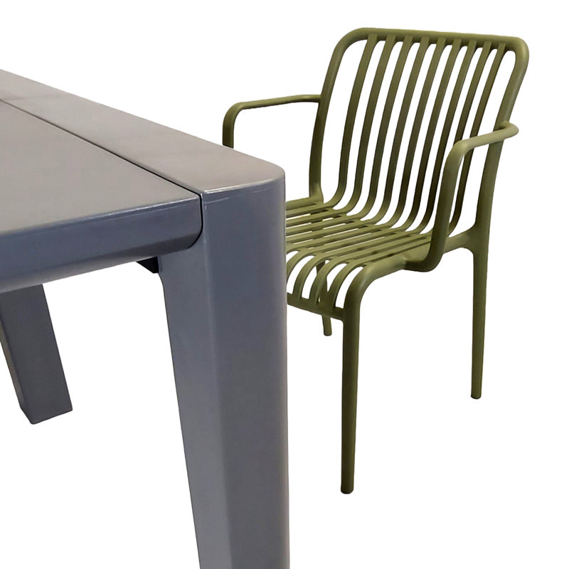 Honiton 4 - Person Patio Dining Set with Square Table, Green/Grey