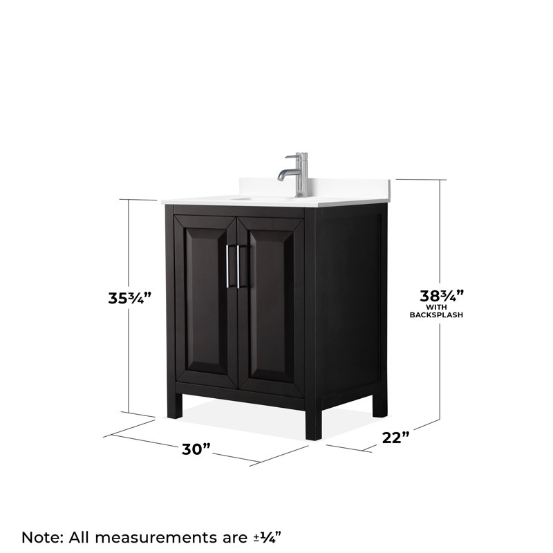 Daria 30 in. Single Vanity, White Cultured Marble, Dark Espresso, Polished Chrome
