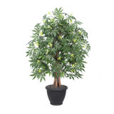 Primrue 4' Artificial Japanese Maple Extra Full Bush, Brown Plastic Container.
