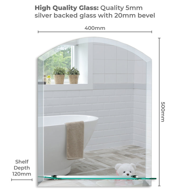 Selph Flat Wall Mirror with Shelves, 50cm x 40cm