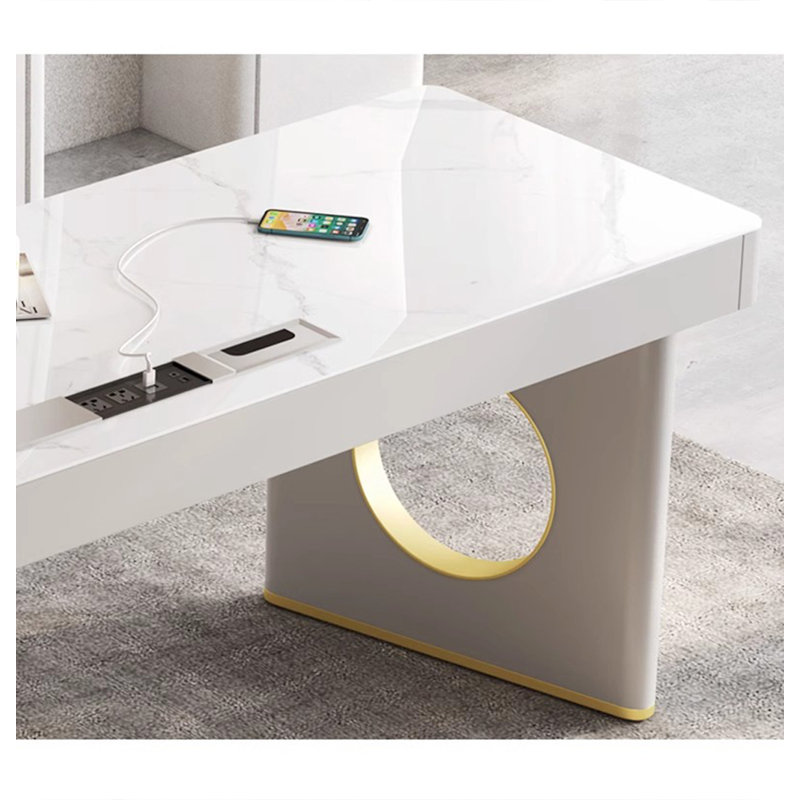 Bureau en bois clair clair et luxueux, H 29,53 po x l 70,87 po x P 27,56 po